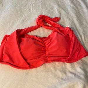 Coral Orange Pink Plus Size Halter Swim Bikini Top Forever 21+ 3x